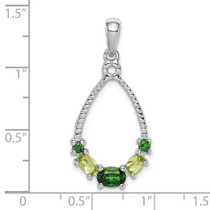 Necklaces Goldia Sterling Silver Rhodium Plated Chrome Diopside and Peridot Pendant