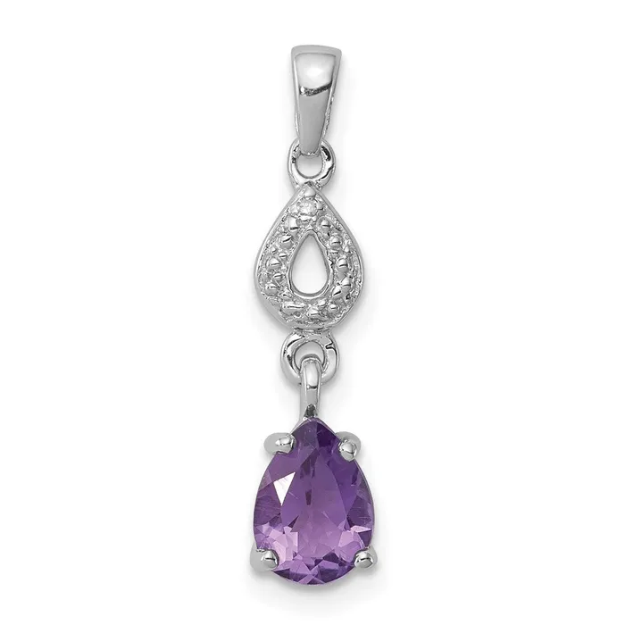 Necklaces Goldia Sterling Silver Rhodium Plated Diamond and Amethyst Dangle Pendant Necklaces Goldia Sterling Silver Rhodium Plated Diamond and Amethyst Dangle Pendant