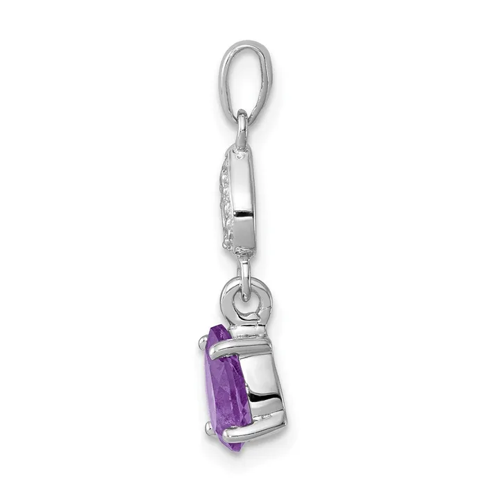 Necklaces Goldia Sterling Silver Rhodium Plated Diamond and Amethyst Dangle Pendant