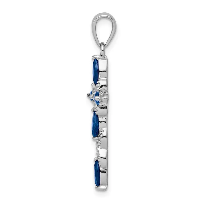 Necklaces Goldia Sterling Silver Rhodiumplated Sapphire and Diamond Cross Pendant