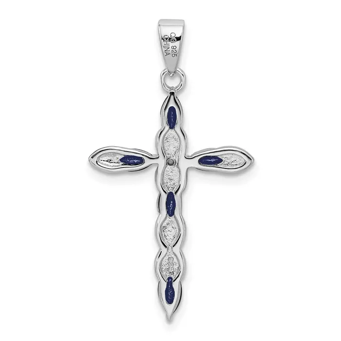 Necklaces Goldia Sterling Silver Rhodiumplated Sapphire and Diamond Cross Pendant