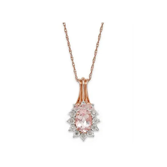 Necklaces JMS always Original Diamond Muse 0034 cttw 10KT Rose Gold Morganite Diamond Accent Pendant Necklace for Women Necklaces JMS always Original Diamond Muse 0034 cttw 10KT Rose Gold Morganite Diamond Accent Pendant Necklace for Women