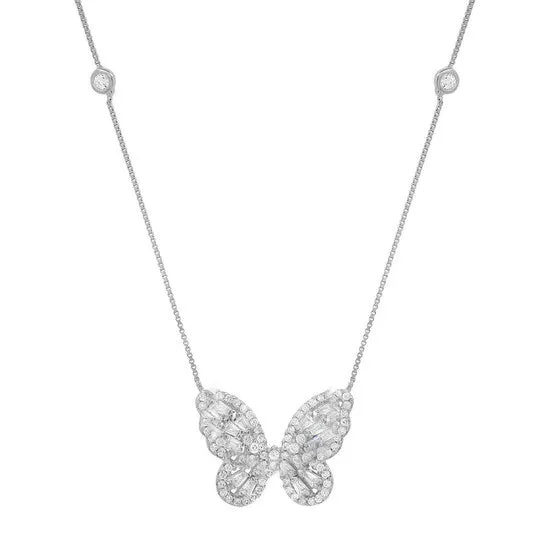Necklaces JMS always Original Kylie Harper Sterling Silver Cubic Zirconia CZ Butterfly Station Necklace Necklaces JMS always Original Kylie Harper Sterling Silver Cubic Zirconia CZ Butterfly Station Necklace