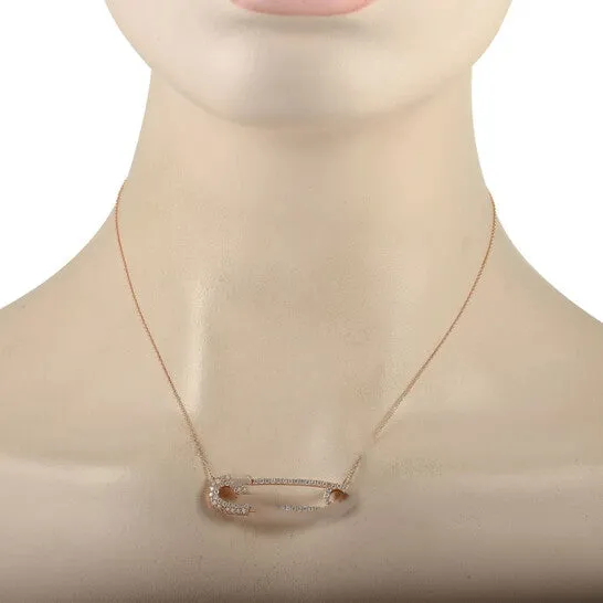 Necklaces JMS always Original LB Exclusive 18K Rose Gold 100 ct Diamond Safety Pin Pendant Necklace Necklaces JMS always Original LB Exclusive 18K Rose Gold 100 ct Diamond Safety Pin Pendant Necklace
