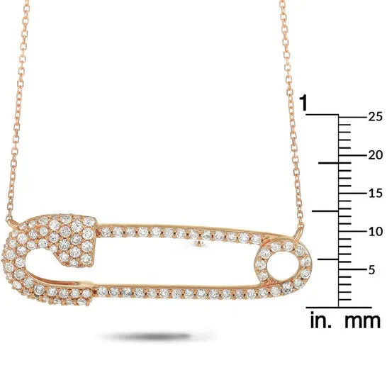 Necklaces JMS always Original LB Exclusive 18K Rose Gold 100 ct Diamond Safety Pin Pendant Necklace Necklaces JMS always Original LB Exclusive 18K Rose Gold 100 ct Diamond Safety Pin Pendant Necklace