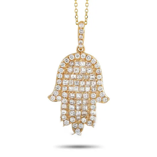 Necklaces JMS always Original LB Exclusive 18K Yellow Gold 123 ct Diamond Hamsa Necklace Necklaces JMS always Original LB Exclusive 18K Yellow Gold 123 ct Diamond Hamsa Necklace