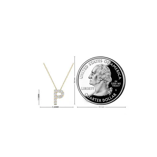 Necklaces JMS always Original Maulijewels 010 Carat Natural Round Diamond Initial P Pendant Necklace In 14K Yellow Gold With 18 Gold Cable Chain Necklaces JMS always Original Maulijewels 010 Carat Natural Round Diamond Initial P Pendant Necklace In 14K Yellow Gold With 18 Gold Cable Chain