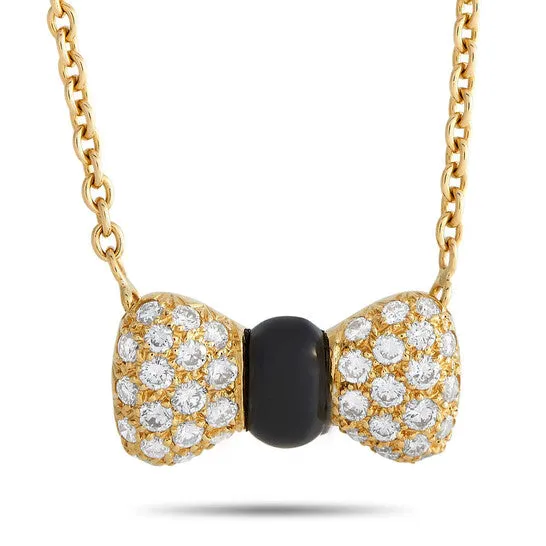 Necklaces JMS always Original PreOwned Van Cleef Arpels 18K Yellow Gold 069ct Diamond and Onyx Bow Necklace VC27 030824 Necklaces JMS always Original PreOwned Van Cleef Arpels 18K Yellow Gold 069ct Diamond and Onyx Bow Necklace VC27 030824