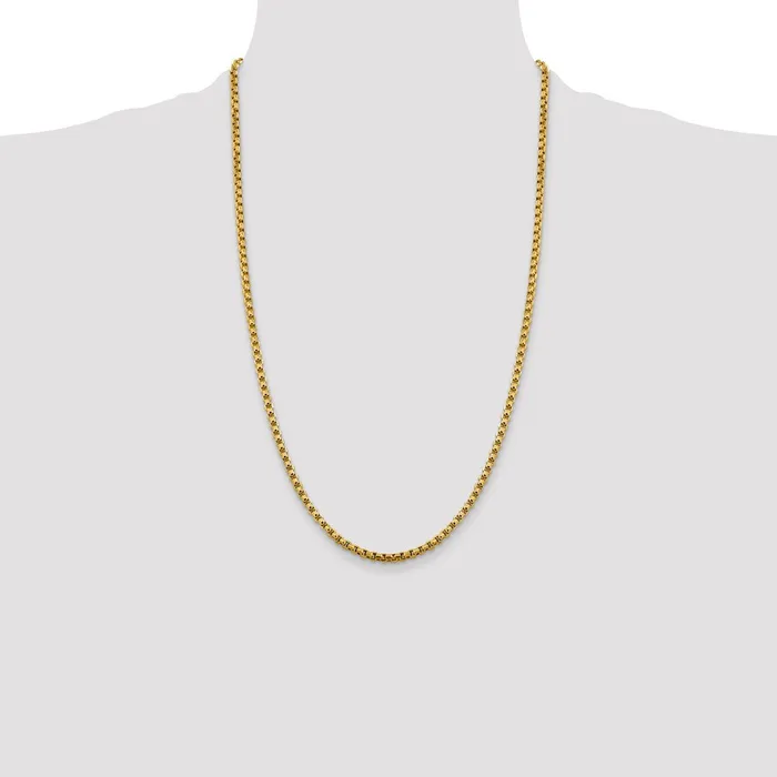 Necklaces MDS 14K Yellow Gold 26 inch 36mm SemiSolid Round Box with Lobster Clasp Chain Necklace Necklaces MDS 14K Yellow Gold 26 inch 36mm SemiSolid Round Box with Lobster Clasp Chain Necklace