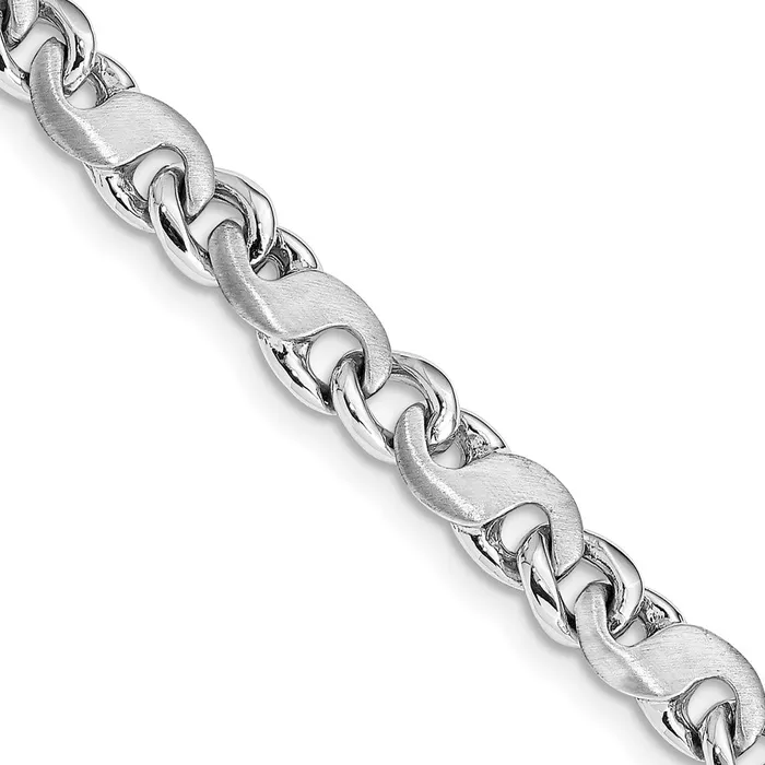 Necklaces MDS Solid 14K White Gold 22 inch 54mm Hand Polished and Satin Fancy SLink with Fancy Lobster Clasp Chain Necklace Necklaces MDS Solid 14K White Gold 22 inch 54mm Hand Polished and Satin Fancy SLink with Fancy Lobster Clasp Chain Necklace