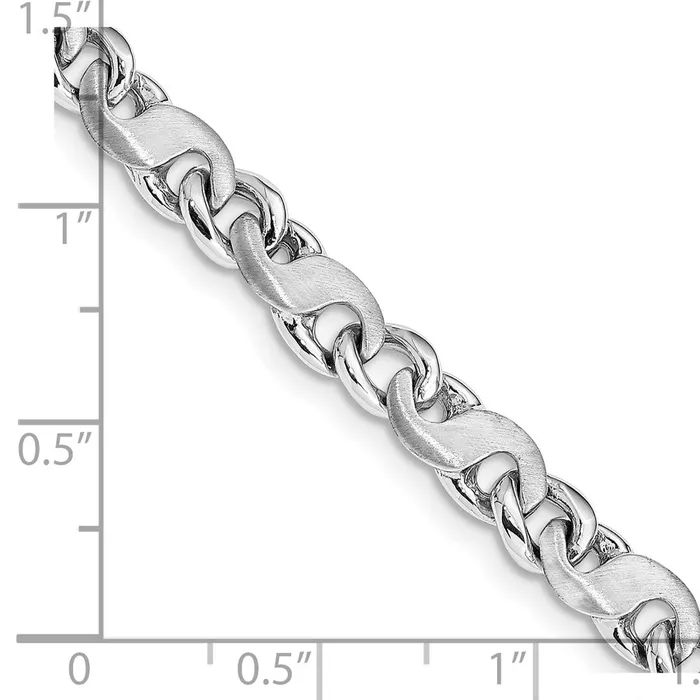 Necklaces MDS Solid 14K White Gold 22 inch 54mm Hand Polished and Satin Fancy SLink with Fancy Lobster Clasp Chain Necklace Necklaces MDS Solid 14K White Gold 22 inch 54mm Hand Polished and Satin Fancy SLink with Fancy Lobster Clasp Chain Necklace