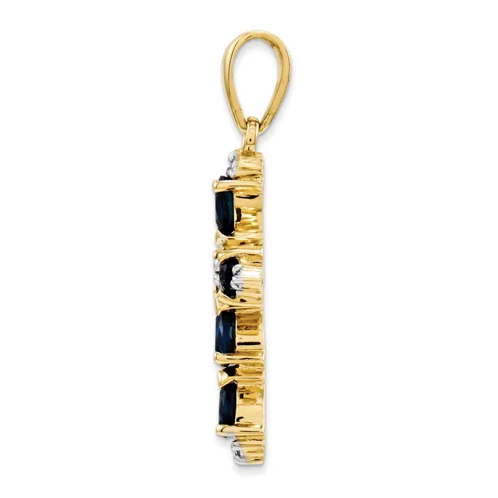 Necklaces Natural Diamond and Sapphire Cross Pendant in 14k Yellow Gold Goldiacom