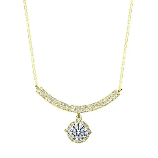 Necklaces Original Megan Walford Classic Gold Over Sterling Silver Round Clear Cubic Zirconia Bar Solitaire Necklace JMS always Necklaces Original Megan Walford Classic Gold Over Sterling Silver Round Clear Cubic Zirconia Bar Solitaire Necklace JMS always