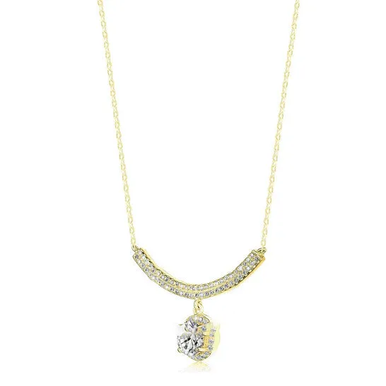 Necklaces Original Megan Walford Classic Gold Over Sterling Silver Round Clear Cubic Zirconia Bar Solitaire Necklace JMS always Necklaces Original Megan Walford Classic Gold Over Sterling Silver Round Clear Cubic Zirconia Bar Solitaire Necklace JMS always