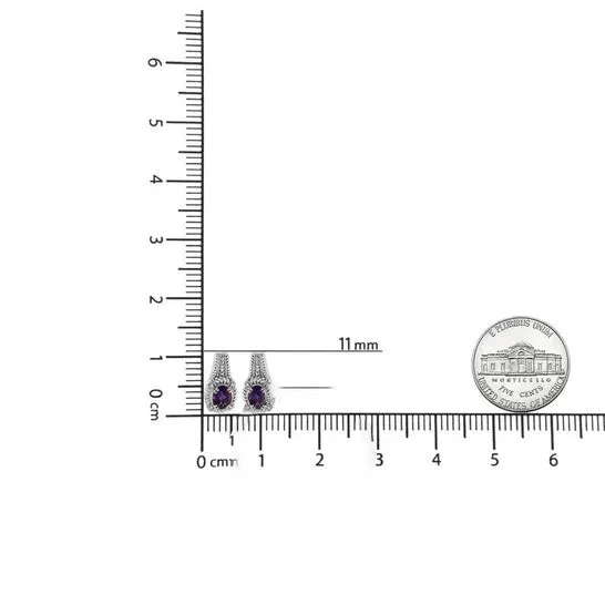 Original 925 Sterling Silver 8x6 MM Natural Oval Purple Amethyst Gemstone and Diamond Accent Art Drop and Dangle Earrings IJ Color I1I2 Clarity JMS always Earrings Original 925 Sterling Silver 8x6 MM Natural Oval Purple Amethyst Gemstone and Diamond Accent Art Drop and Dangle Earrings IJ Color I1I2 Clarity JMS always Earrings