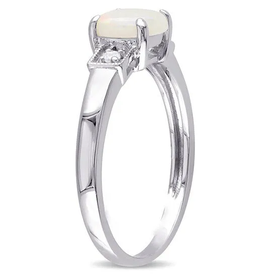Original Amour 004 CT TDW Diamond and 12 CT TGW Opal 3Stone Ring in Sterling Silver JMS always Rings Original Amour 004 CT TDW Diamond and 12 CT TGW Opal 3Stone Ring in Sterling Silver JMS always Rings
