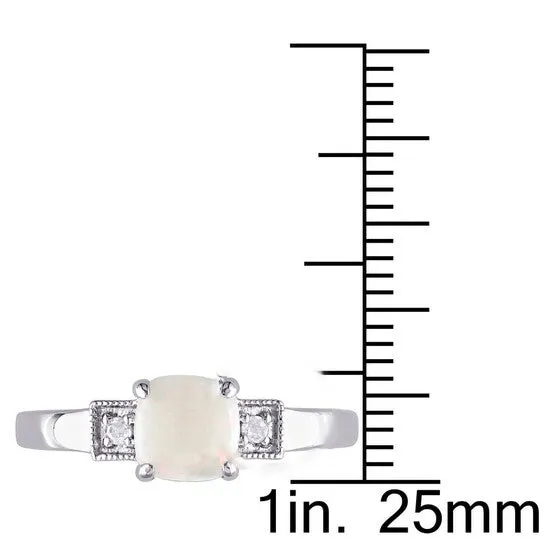 Original Amour 004 CT TDW Diamond and 12 CT TGW Opal 3Stone Ring in Sterling Silver JMS always Rings Original Amour 004 CT TDW Diamond and 12 CT TGW Opal 3Stone Ring in Sterling Silver JMS always Rings