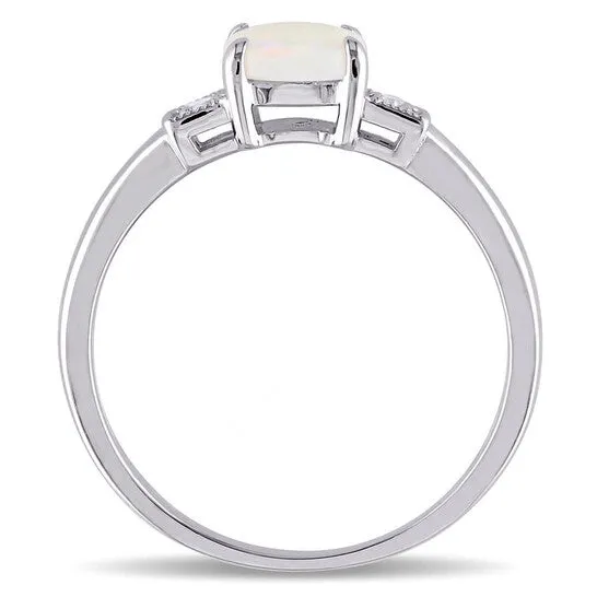 Original Amour 004 CT TDW Diamond and 12 CT TGW Opal 3Stone Ring in Sterling Silver JMS always Rings Original Amour 004 CT TDW Diamond and 12 CT TGW Opal 3Stone Ring in Sterling Silver JMS always Rings