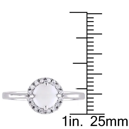 Original Amour 110 CT TDW Diamond and 12 CT TGW Opal Halo Ring in Sterling Silver JMS always Rings Original Amour 110 CT TDW Diamond and 12 CT TGW Opal Halo Ring in Sterling Silver JMS always Rings