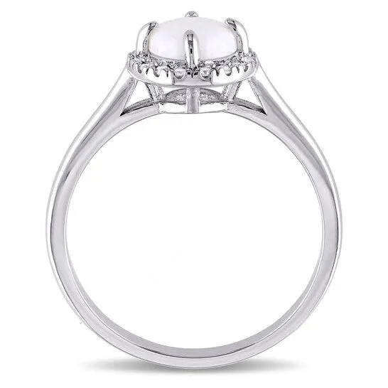 Original Amour 110 CT TDW Diamond and 12 CT TGW Opal Halo Ring in Sterling Silver JMS always Rings Original Amour 110 CT TDW Diamond and 12 CT TGW Opal Halo Ring in Sterling Silver JMS always Rings