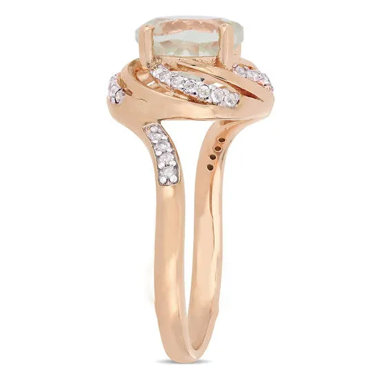 Original Amour 1 78 CT TGW Green Amethyst White Topaz and Diamond Accent Interlaced Swirl Halo Ring in Rose Plated Sterling Silver JMS always Rings Original Amour 1 78 CT TGW Green Amethyst White Topaz and Diamond Accent Interlaced Swirl Halo Ring in Rose Plated Sterling Silver JMS always Rings