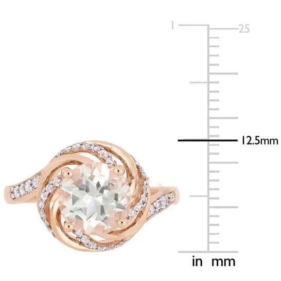 Original Amour 1 78 CT TGW Green Amethyst White Topaz and Diamond Accent Interlaced Swirl Halo Ring in Rose Plated Sterling Silver JMS always Rings Original Amour 1 78 CT TGW Green Amethyst White Topaz and Diamond Accent Interlaced Swirl Halo Ring in Rose Plated Sterling Silver JMS always Rings