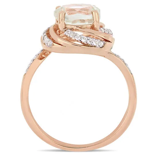 Original Amour 1 78 CT TGW Green Amethyst White Topaz and Diamond Accent Interlaced Swirl Halo Ring in Rose Plated Sterling Silver JMS always Rings Original Amour 1 78 CT TGW Green Amethyst White Topaz and Diamond Accent Interlaced Swirl Halo Ring in Rose Plated Sterling Silver JMS always Rings
