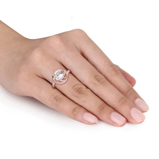 Original Amour 1 78 CT TGW Green Amethyst White Topaz and Diamond Accent Interlaced Swirl Halo Ring in Rose Plated Sterling Silver JMS always Rings Original Amour 1 78 CT TGW Green Amethyst White Topaz and Diamond Accent Interlaced Swirl Halo Ring in Rose Plated Sterling Silver JMS always Rings