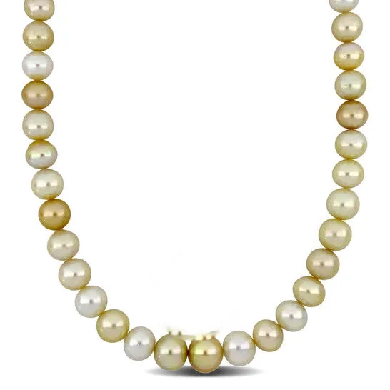 Original AMOUR 18 in 1013mm White and Golden South Sea Cultured Pearl Necklace In 14K Yellow Gold JMS always Necklaces Original AMOUR 18 in 1013mm White and Golden South Sea Cultured Pearl Necklace In 14K Yellow Gold JMS always Necklaces