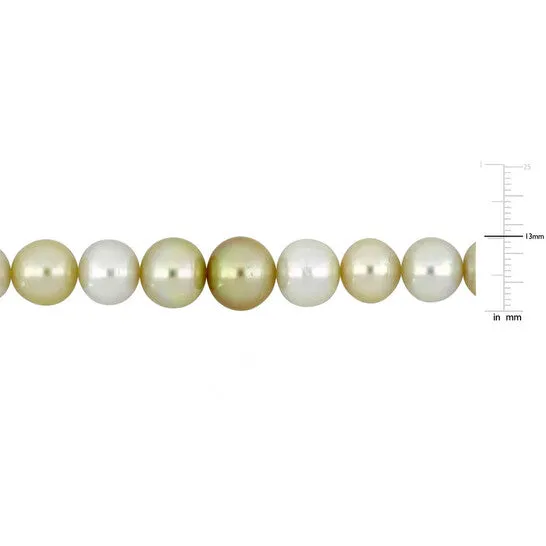 Original AMOUR 18 in 1013mm White and Golden South Sea Cultured Pearl Necklace In 14K Yellow Gold JMS always Necklaces Original AMOUR 18 in 1013mm White and Golden South Sea Cultured Pearl Necklace In 14K Yellow Gold JMS always Necklaces