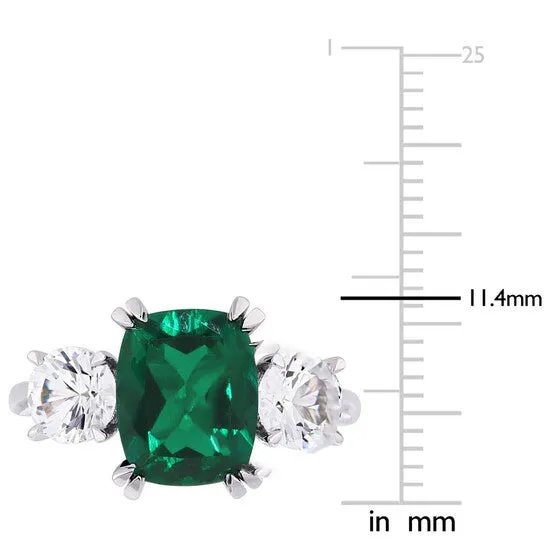 Original Amour 4 CT TGW CushionCut Created Emerald and Created White Sapphire ThreeStone Ring in 10k White Gold JMS005046 JMS always Rings Original Amour 4 CT TGW CushionCut Created Emerald and Created White Sapphire ThreeStone Ring in 10k White Gold JMS005046 JMS always Rings