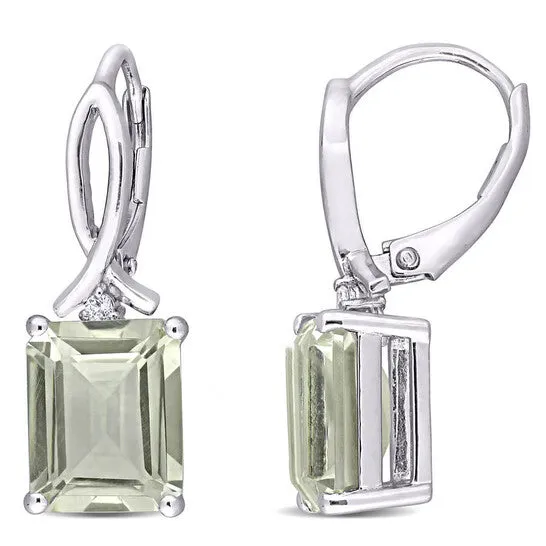 Original AMOUR 6 12 CT TGW Octagon Green Quartz and White Topaz Leverback Earrings In Sterling Silver JMS always Earrings Original AMOUR 6 12 CT TGW Octagon Green Quartz and White Topaz Leverback Earrings In Sterling Silver JMS always Earrings