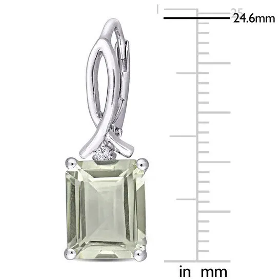 Original AMOUR 6 12 CT TGW Octagon Green Quartz and White Topaz Leverback Earrings In Sterling Silver JMS always Earrings Original AMOUR 6 12 CT TGW Octagon Green Quartz and White Topaz Leverback Earrings In Sterling Silver JMS always Earrings
