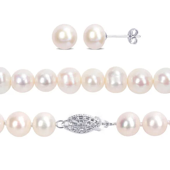 Original AMOUR 758mm Freshwater Cultured Pearl 3piece Set Of Necklace Earrings Bracelet In Sterling Silver JMS always Earrings Original AMOUR 758mm Freshwater Cultured Pearl 3piece Set Of Necklace Earrings Bracelet In Sterling Silver JMS always Earrings