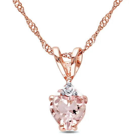 Original AMOUR Heart Shaped Morganite and Diamond Pendant with Chain In 10K Rose Gold JMS always Necklaces Original AMOUR Heart Shaped Morganite and Diamond Pendant with Chain In 10K Rose Gold JMS always Necklaces