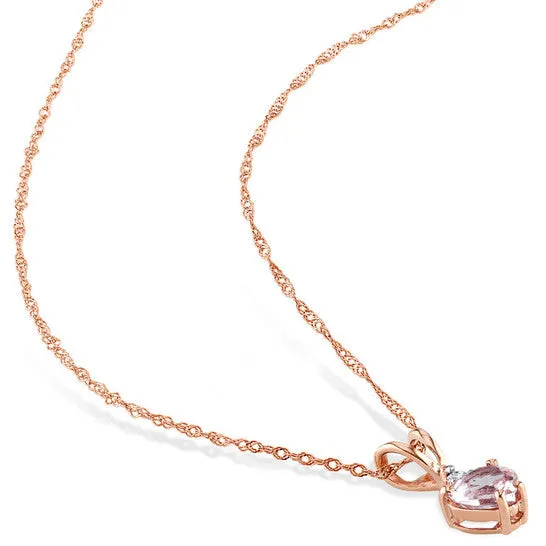 Original AMOUR Heart Shaped Morganite and Diamond Pendant with Chain In 10K Rose Gold JMS always Necklaces Original AMOUR Heart Shaped Morganite and Diamond Pendant with Chain In 10K Rose Gold JMS always Necklaces
