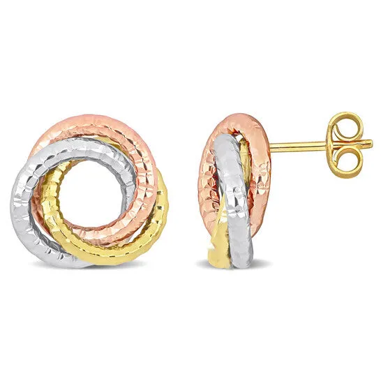 Original AMOUR Open Love Knot Stud Earrings In 10K Gold 3Tone Yellow Rose and White JMS always Earrings Original AMOUR Open Love Knot Stud Earrings In 10K Gold 3Tone Yellow Rose and White JMS always Earrings