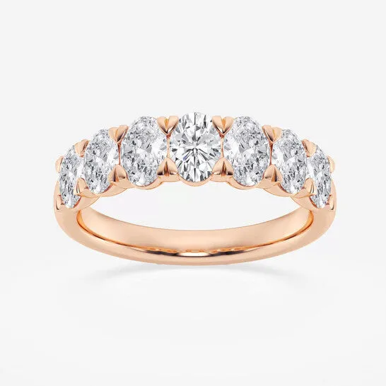 Original Brilliant Diamond 14K Rose Gold 2 CTTW OvalCut LAB GROWN Diamond Seven Stone Anniversary Band FG SI1 JMS always Rings Original Brilliant Diamond 14K Rose Gold 2 CTTW OvalCut LAB GROWN Diamond Seven Stone Anniversary Band FG SI1 JMS always Rings
