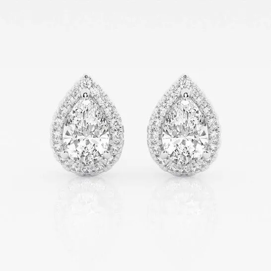 Original Brilliant Diamond 14KT White Gold 2 38 cttw PearCut Lab Grown Diamond Halo Stud Earrings for Women FGVSSI GSI JMS always Earrings Original Brilliant Diamond 14KT White Gold 2 38 cttw PearCut Lab Grown Diamond Halo Stud Earrings for Women FGVSSI GSI JMS always Earrings