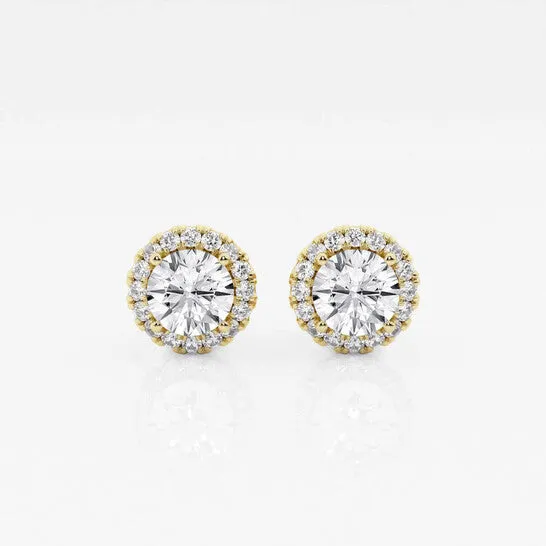 Original Brilliant Diamond 14KT Yellow Gold 1 15 cttw RoundCut Lab Grown Diamond Halo Stud Earrings for Women GSI JMS always Earrings Original Brilliant Diamond 14KT Yellow Gold 1 15 cttw RoundCut Lab Grown Diamond Halo Stud Earrings for Women GSI JMS always Earrings