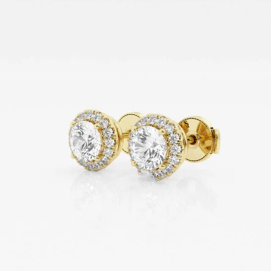 Original Brilliant Diamond 14KT Yellow Gold 1 15 cttw RoundCut Lab Grown Diamond Halo Stud Earrings for Women GSI JMS always Earrings Original Brilliant Diamond 14KT Yellow Gold 1 15 cttw RoundCut Lab Grown Diamond Halo Stud Earrings for Women GSI JMS always Earrings