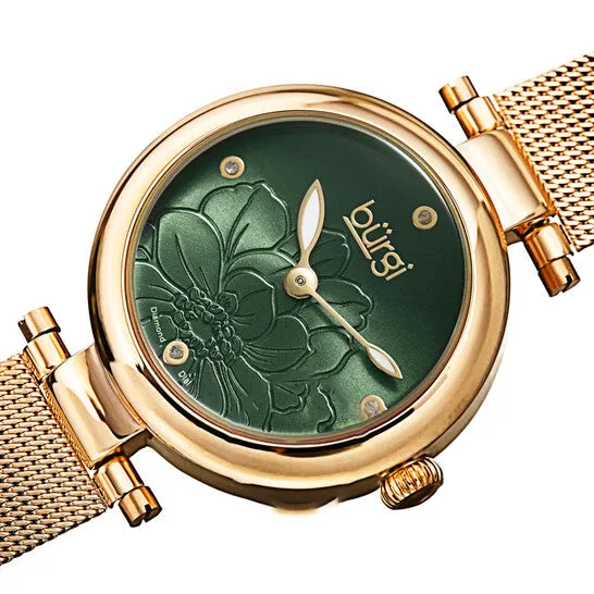 Original Burgi Flower Marker Quartz Diamond Green Dial Ladies Watch BUR260YGN JMS always Watches Original Burgi Flower Marker Quartz Diamond Green Dial Ladies Watch BUR260YGN JMS always Watches