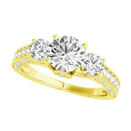 Original DiamondMuse 288 cttw Yellow Gold Plated Over Sterling Silver Round Swarovski Three Stone Diamond Bridal Set JMS always Rings Original DiamondMuse 288 cttw Yellow Gold Plated Over Sterling Silver Round Swarovski Three Stone Diamond Bridal Set JMS always Rings
