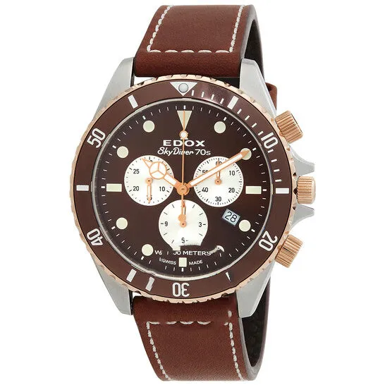 Original Edox Skydiver Chronograph Quartz Brown Dial Watch 10238 357RBRC BRIA JMS always Watches Original Edox Skydiver Chronograph Quartz Brown Dial Watch 10238 357RBRC BRIA JMS always Watches