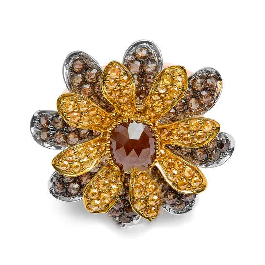Original Haus of Brilliance 14K TriToned 3 78 Cttw Rose Cut Diamond Cocktail Double Flower and Petal Cocktail Ring Fancy Color I1I2 Clarity JMS always Rings Original Haus of Brilliance 14K TriToned 3 78 Cttw Rose Cut Diamond Cocktail Double Flower and Petal Cocktail Ring Fancy Color I1I2 Clarity JMS always Rings