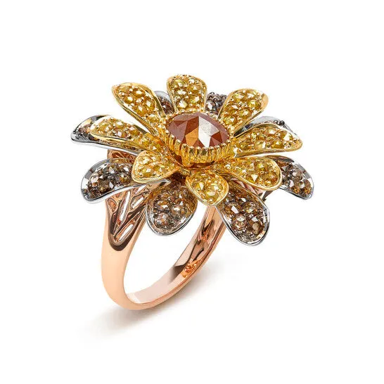 Original Haus of Brilliance 14K TriToned 3 78 Cttw Rose Cut Diamond Cocktail Double Flower and Petal Cocktail Ring Fancy Color I1I2 Clarity JMS always Rings Original Haus of Brilliance 14K TriToned 3 78 Cttw Rose Cut Diamond Cocktail Double Flower and Petal Cocktail Ring Fancy Color I1I2 Clarity JMS always Rings