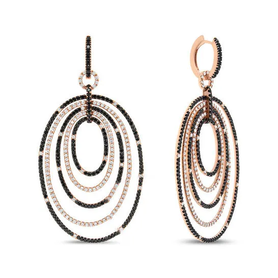 Original Haus of Brilliance 18K Rose Gold 500 Cttw Round Black and White Diamond Graduated Hoop Dangle Earrings Black and FG Color VS1VS2 Clarity JMS always Earrings Original Haus of Brilliance 18K Rose Gold 500 Cttw Round Black and White Diamond Graduated Hoop Dangle Earrings Black and FG Color VS1VS2 Clarity JMS always Earrings