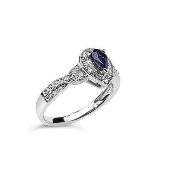 Original Haus of Brilliance 925 Sterling Silver 6x4mm Pear Sapphire Gemstone with Diamond Accent Fashion Halo Ring HI Color SI1SI2 Clarity JMS always Rings Original Haus of Brilliance 925 Sterling Silver 6x4mm Pear Sapphire Gemstone with Diamond Accent Fashion Halo Ring HI Color SI1SI2 Clarity JMS always Rings