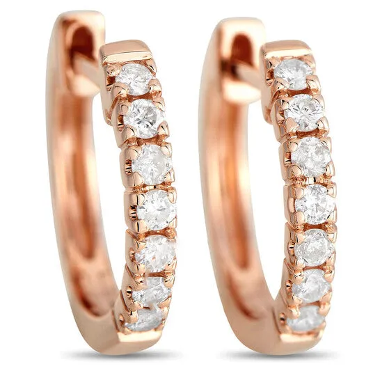 Original LB Exclusive 14K Rose Gold 025ct Diamond Hoop Earrings JMS always Earrings Original LB Exclusive 14K Rose Gold 025ct Diamond Hoop Earrings JMS always Earrings