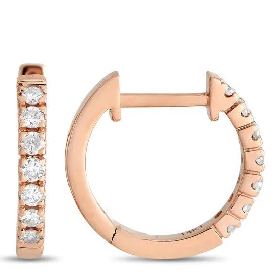 Original LB Exclusive 14K Rose Gold 025ct Diamond Hoop Earrings JMS always Earrings Original LB Exclusive 14K Rose Gold 025ct Diamond Hoop Earrings JMS always Earrings